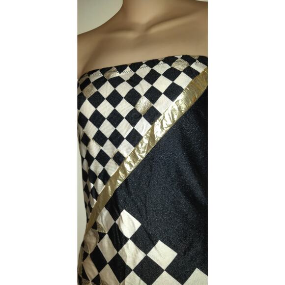 Vintage Gottex One Piece Swimsuit 12 Black White Gold Geometric Design Checkered - Picture 6 of 16